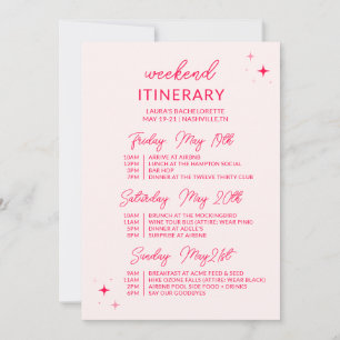 Let's Go Girls Bachelorette Weekend Itinerary Invitation