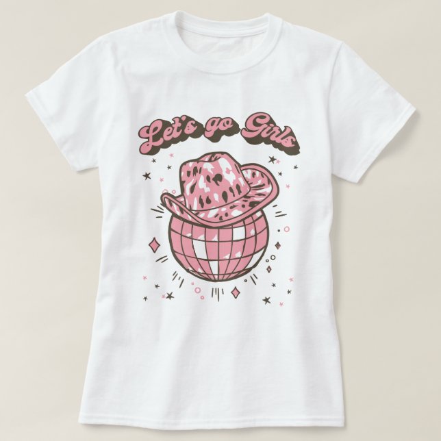 Let's Go Girl's Cosmic Cowgirl Disco T-Shirt (Design Front)