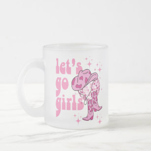 Lets Go Girls Cowgirl Personalised Bachelorette  Frosted Glass Coffee Mug