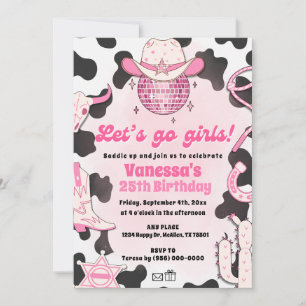 Let's Go Girls Cowgirl Rodeo Disco Invitation