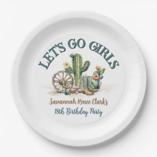 Lets Go Girls Cowgirl Rodeo Theme Birthday Party Paper Plate