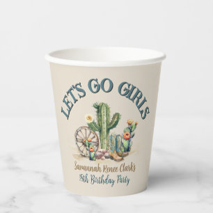 Lets Go Girls Cowgirl Western Birthday Party Paper Cups