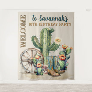 Lets Go Girls Cowgirl Western Birthday Welcome Tapestry