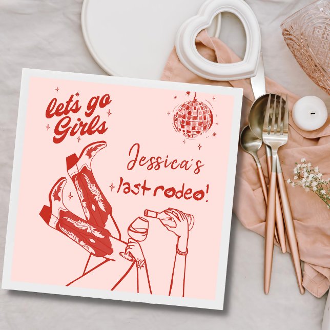 Lets Go Girls Disco Cowgirl Bachelorette Party Napkin (Creator Uploaded)