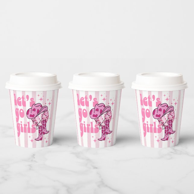 Lets Go Girls Disco Cowgirl Bachelorette Party  Paper Cups (Multi)