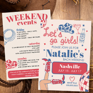 Let's Go Girls Nashville Bachelorette Itinerary Invitation