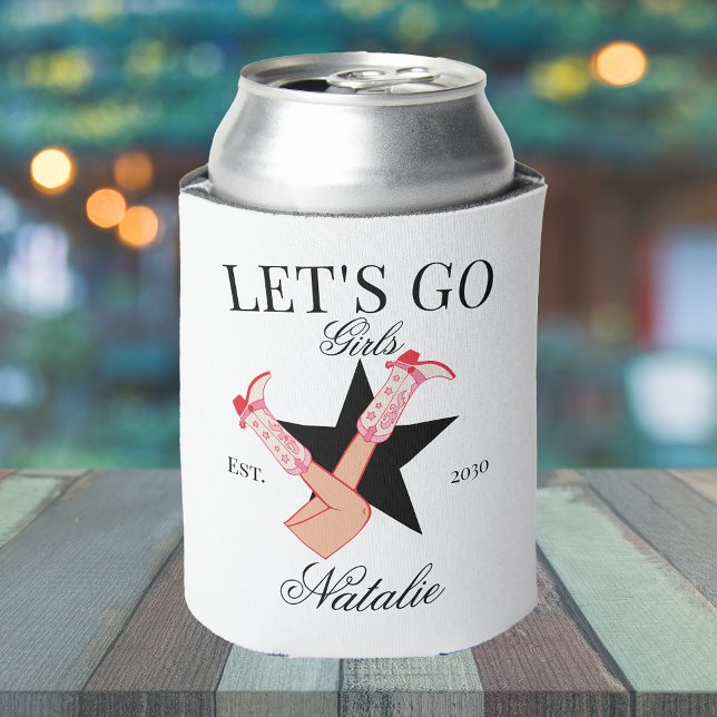 Let's Go Girls Personalised Cowgirl Bachelorette Can Cooler (Creator Uploaded)