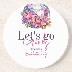 Let's Go Girls Pink Last Disco Bachelorette Party Coaster