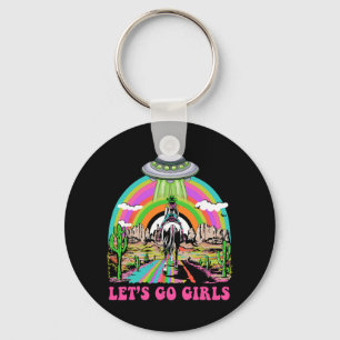 Let's Go Girls Retro Space Desert Cowgirl Bachelor Key Ring