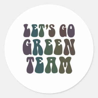 Let's Go Green Team Retro War Game 60's Summer Cam Classic Round Sticker