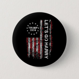 Let's Go Harry Funny Trump 2024 Us Flag Vintage  6 Cm Round Badge