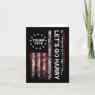 Let's Go Harry Funny Trump 2024 Us Flag Vintage  Card