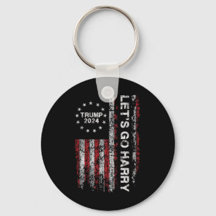 Let's Go Harry Funny Trump 2024 Us Flag Vintage  Key Ring