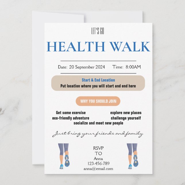 Let's Go Health Walk Invitation Card (Front)