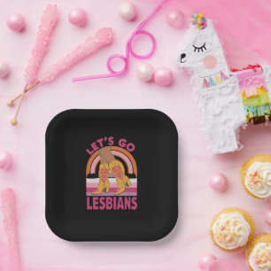 Let's Go Lesbians LGBTQ Pride Month Cowgirl Paper Plate