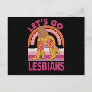 Let's Go Lesbians LGBTQ Pride Month Cowgirl Postcard