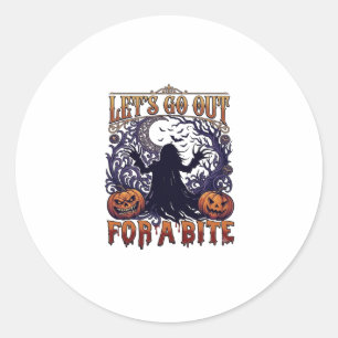 Lets Go Out Bite Ghost Pumpkins Bats Moon Classic Round Sticker