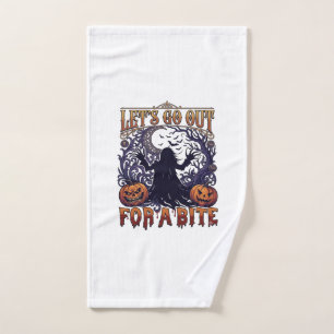 Lets Go Out Bite Ghost Pumpkins Bats Moon Hand Towel
