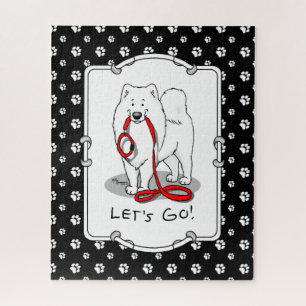 Let's Go! Samoyed & leash Jigsaw Puzzle