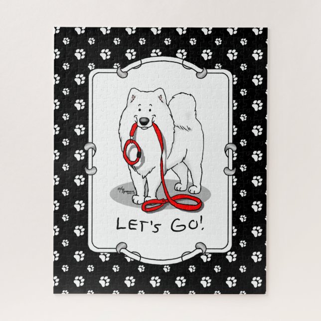 Let's Go! Samoyed & leash Jigsaw Puzzle (Vertical)