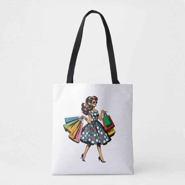 Let's Go Shopping! Personalised Retro Tote Bag (Front)