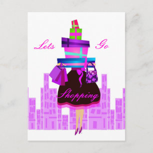 Lets Go Shopping Postcard