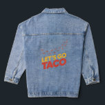 Let's Go TACO Chicken Footprints Denim Jacket<br><div class="desc">If you're a progressive activist who appreciates clever political satire and subtle anti-Trump messaging, this "Let's Go TACO" design speaks directly to your resistance spirit. You understand the hidden meaning behind the acronym and enjoy expressing your political views through witty, coded humour that flies under the radar. Perfect for Democrats...</div>