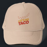 Let's Go TACO Chicken Footprints Trucker Hat<br><div class="desc">If you're a progressive activist who appreciates clever political satire and subtle anti-Trump messaging, this "Let's Go TACO" design speaks directly to your resistance spirit. You understand the hidden meaning behind the acronym and enjoy expressing your political views through witty, coded humour that flies under the radar. Perfect for Democrats...</div>