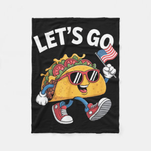 Lets Go Taco Funny Trump Chicken  Fleece Blanket