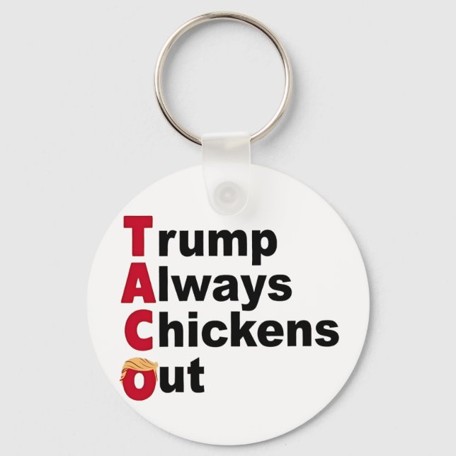 Let's Go TACO Trump Always Chickens Out Key Ring (Front)