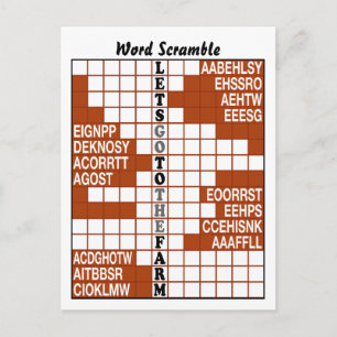 Let's Go to the Farm Word Scramble Postcard