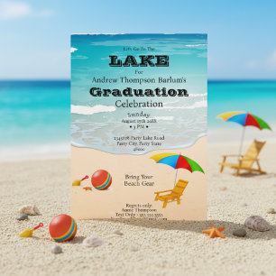 Let's Go To The Lake Beach Graduation  Invitation