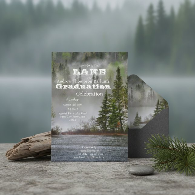 Let's Go To The Lake Graduation  Invitation (A timeless design for a monumental day.)