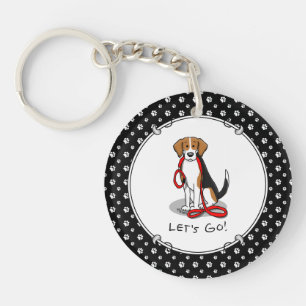Let's Go! (walk) Beagle Dog (tri colour 3) Cute Key Ring