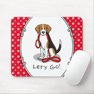Let's Go! (walk) Beagle Dog (tri colour 3) Cute Mouse Pad