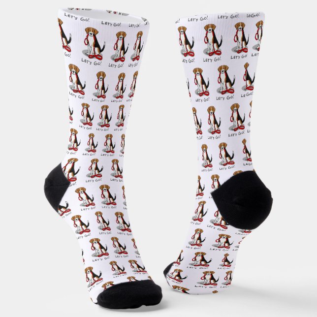 Let's Go! (walk) Beagle Dog (tri colour 3) Cute Socks (Angled)