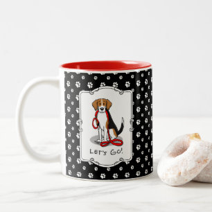 Let's Go! (walk) Beagle Dog (tri colour 3) Cute Two-Tone Coffee Mug