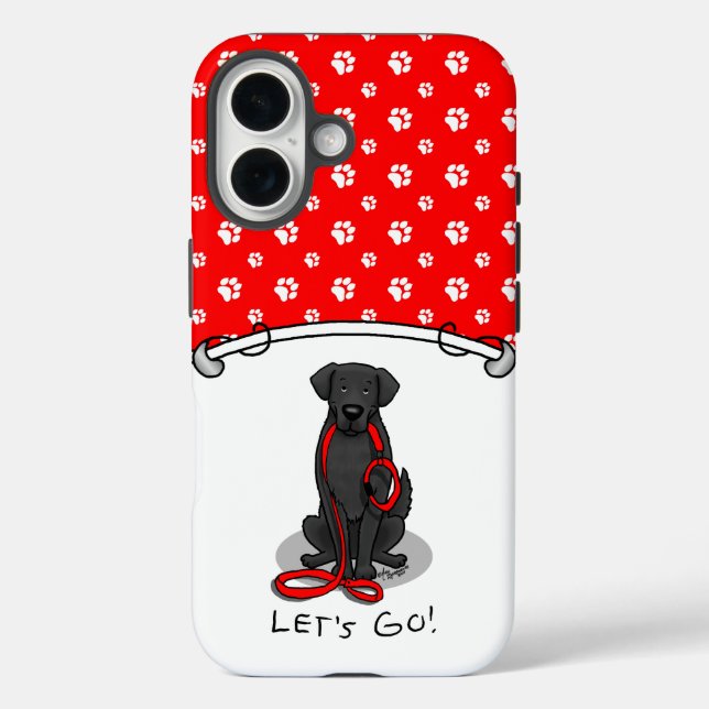 Let's Go! Walk Flat-Coated Retriever Dog (black) Case-Mate iPhone Case (Back)