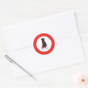 Let's Go! Walk Flat-Coated Retriever Dog (black) Classic Round Sticker