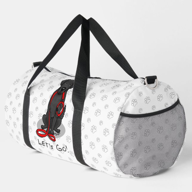 Let's Go! Walk Flat-Coated Retriever Dog (black) Duffle Bag (Right Corner)
