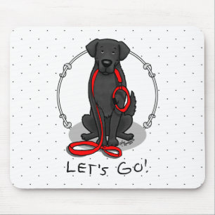 Let's Go! Walk Flat-Coated Retriever Dog (black) Mouse Pad