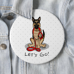 Let's Go! Walk German Shepherd Dog (black tan) 6 Cm Round Badge