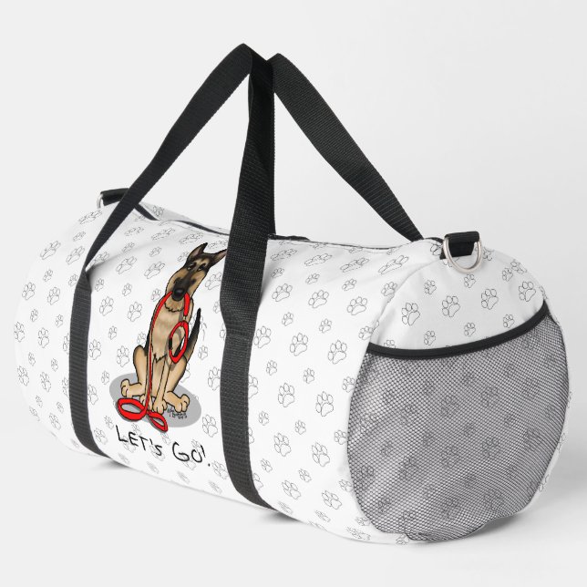 Let's Go! Walk German Shepherd Dog (black tan) Duffle Bag (Right Corner)