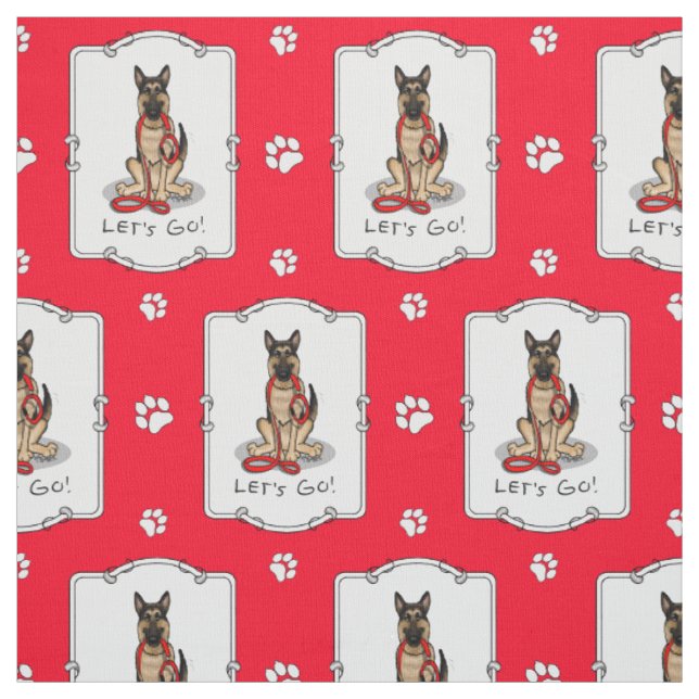 Let's Go! Walk German Shepherd Dog (black tan) Fabric (Swatch)