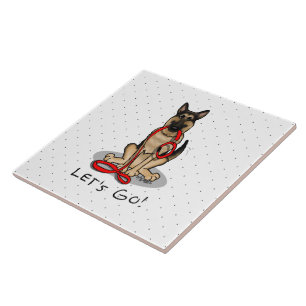 Let's Go! Walk German Shepherd Dog (black tan) Tile