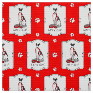 Let's Go! (walk) Greyhound Dog (black white) Funny Fabric