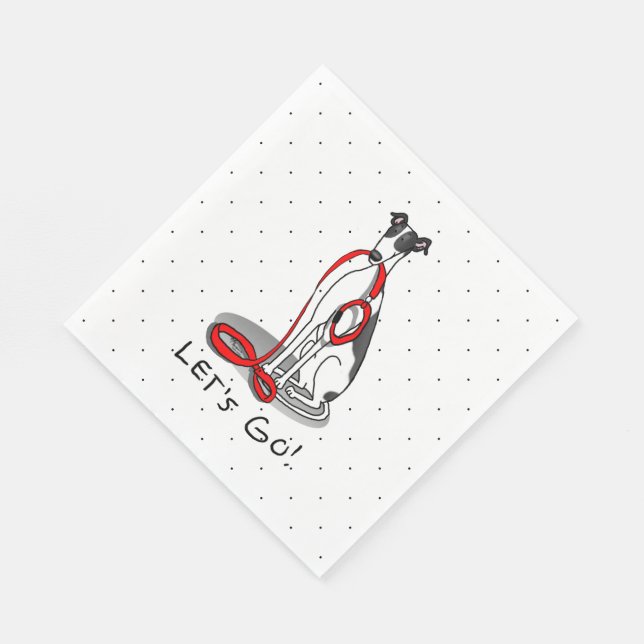 Let's Go! (walk) Greyhound Dog (black white) Funny Napkin (Corner)