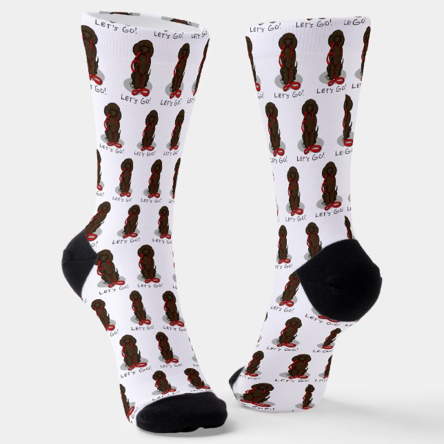Let's Go! Walk Irish Water Spaniel Dog (liver 1) Socks (Angled)