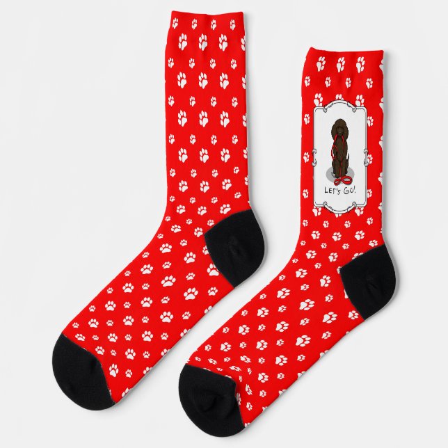 Let's Go! Walk Irish Water Spaniel Dog (liver 1) Socks (Left)