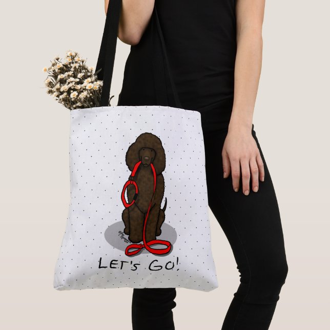 Let's Go! Walk Irish Water Spaniel Dog (liver 1) Tote Bag (Close Up)